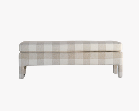 Taupe Plaid Bench