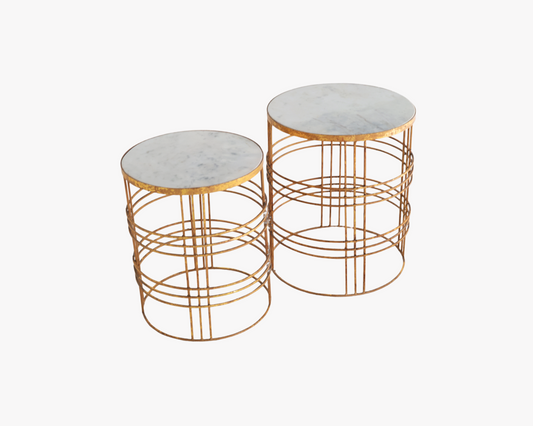 Rustic Gold Metal Side Table LG