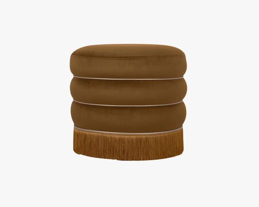 ** PRE ORDER ** Brown Velvet + Tassel Ottoman