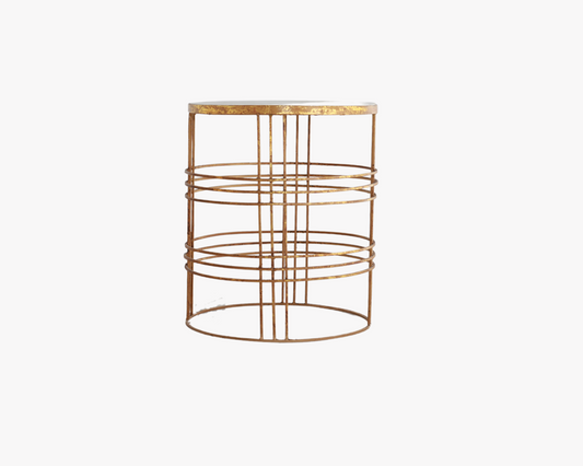 Rustic Gold Metal Side Table LG