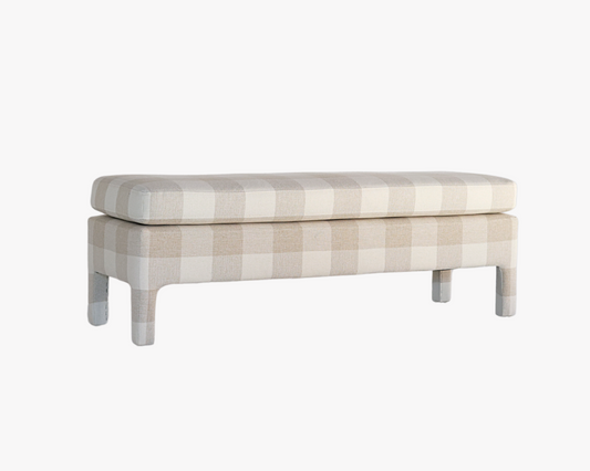 Taupe Plaid Bench