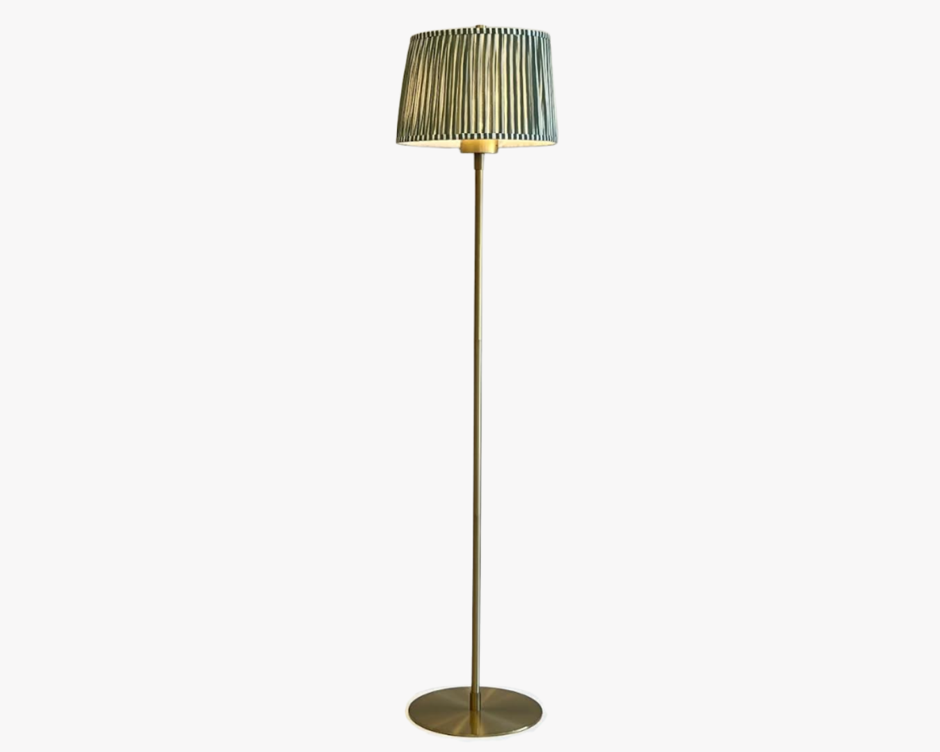 NEW Green Stripe Pleated + Brass Floor Lamp
