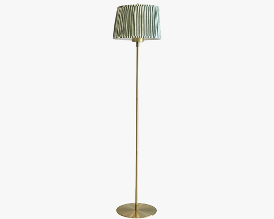 NEW Green Stripe Pleated + Brass Floor Lamp