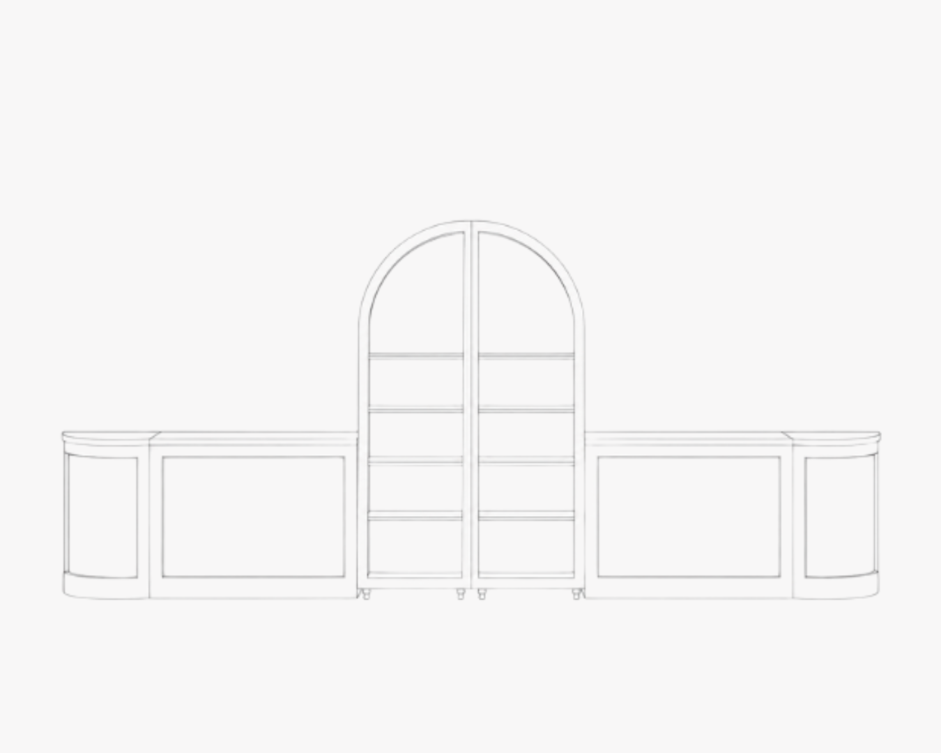 Double Curved Top Bookcase