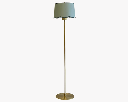 NEW Teal Scalloped + Brass Floor Lamp