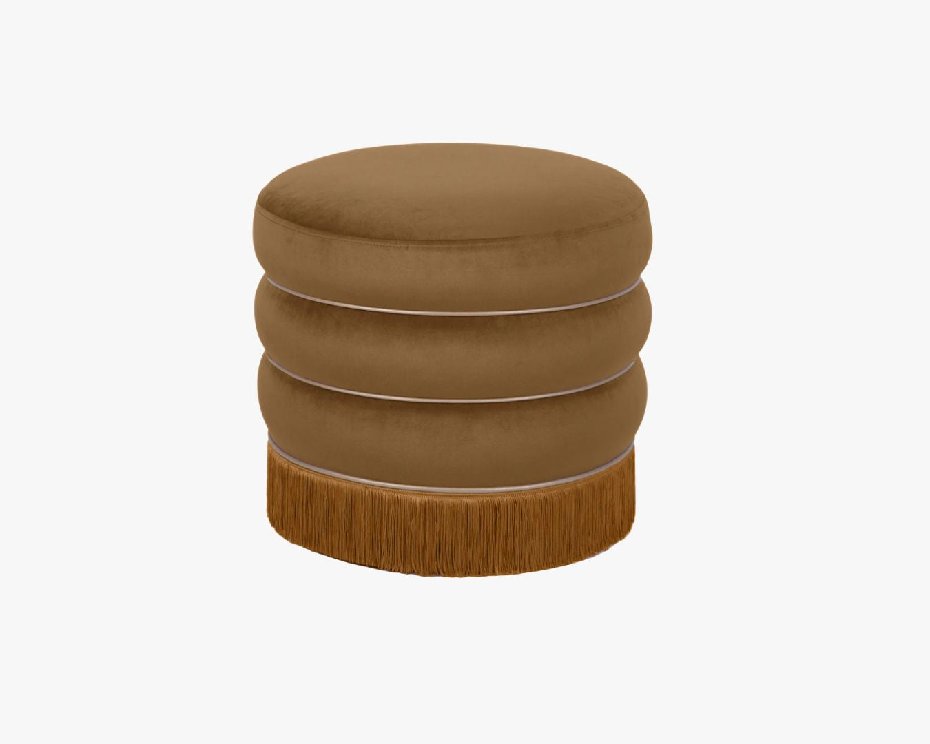 ** PRE ORDER ** Brown Velvet + Tassel Ottoman