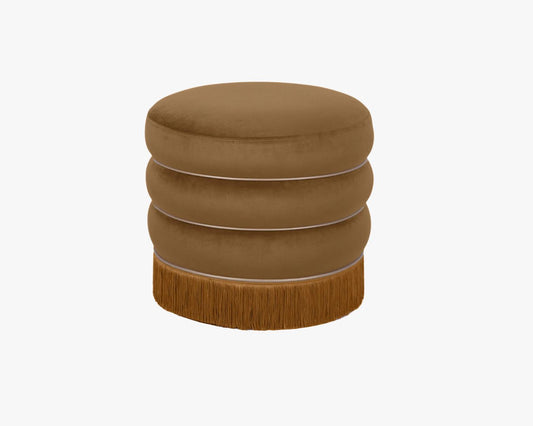 ** PRE ORDER ** Brown Velvet + Tassel Ottoman