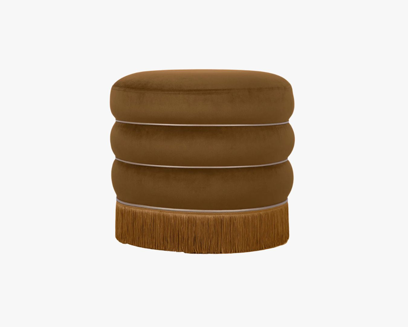** PRE ORDER ** Brown Velvet + Tassel Ottoman
