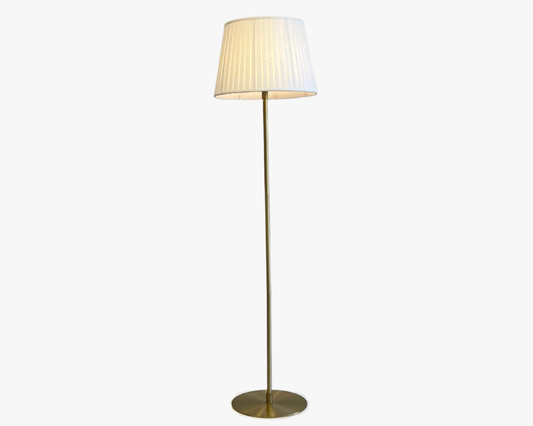 NEW White Pleated + Brass Floor Lamp