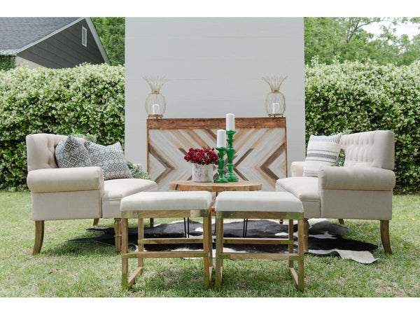 Linen & Gold Stool | Adorn Charleston