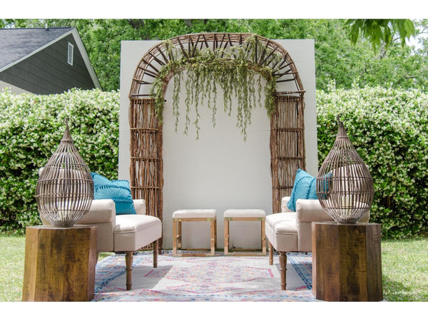 Linen & Gold Stool | Adorn Charleston