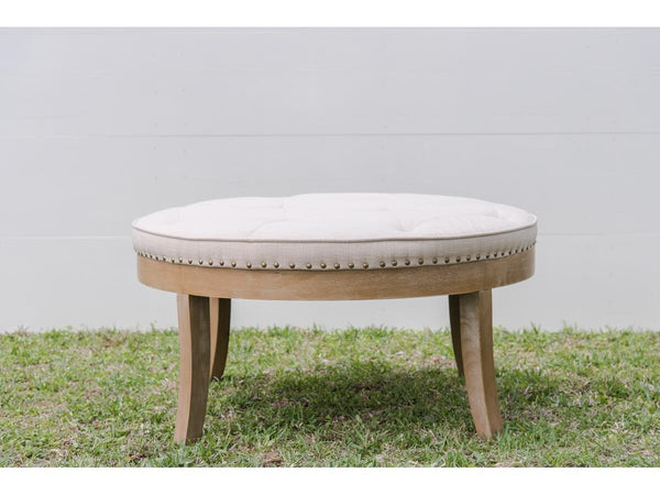 Tufted Linen Cocktail Ottoman | Adorn Charleston