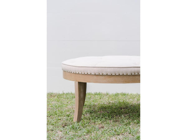 Tufted Linen Cocktail Ottoman | Adorn Charleston