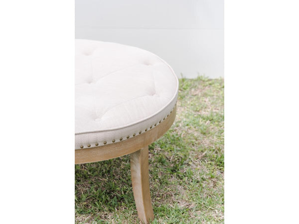 Tufted Linen Cocktail Ottoman | Adorn Charleston