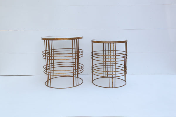 Rustic Gold Metal Side Table LG